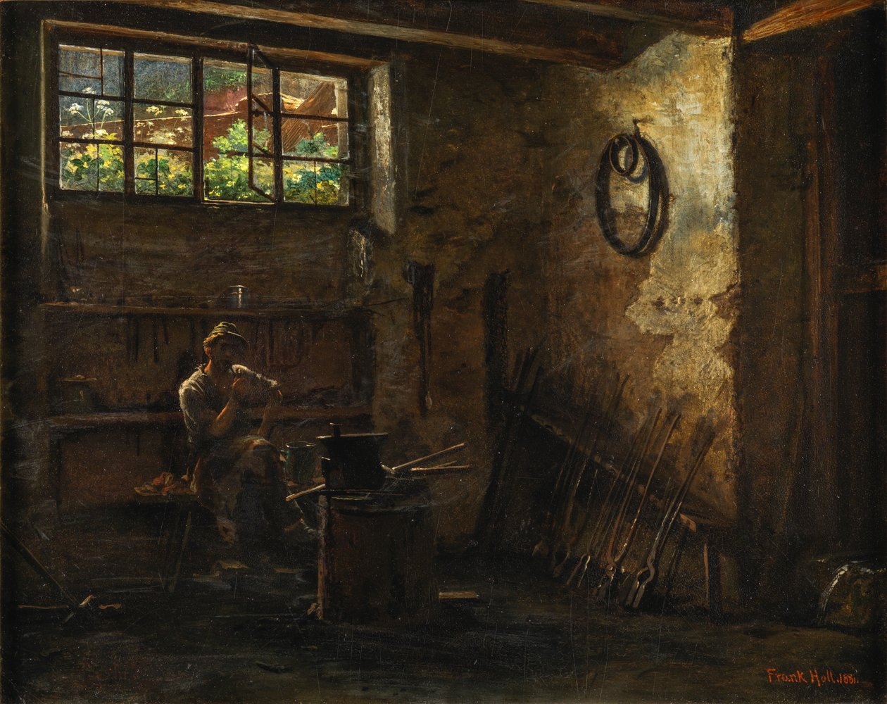 A kovács pihenője alkotó: Frank Holl