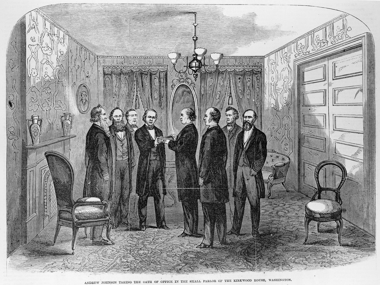 Johnson elnök (1808-75) letette a hivatali esküt a "Frank Leslie