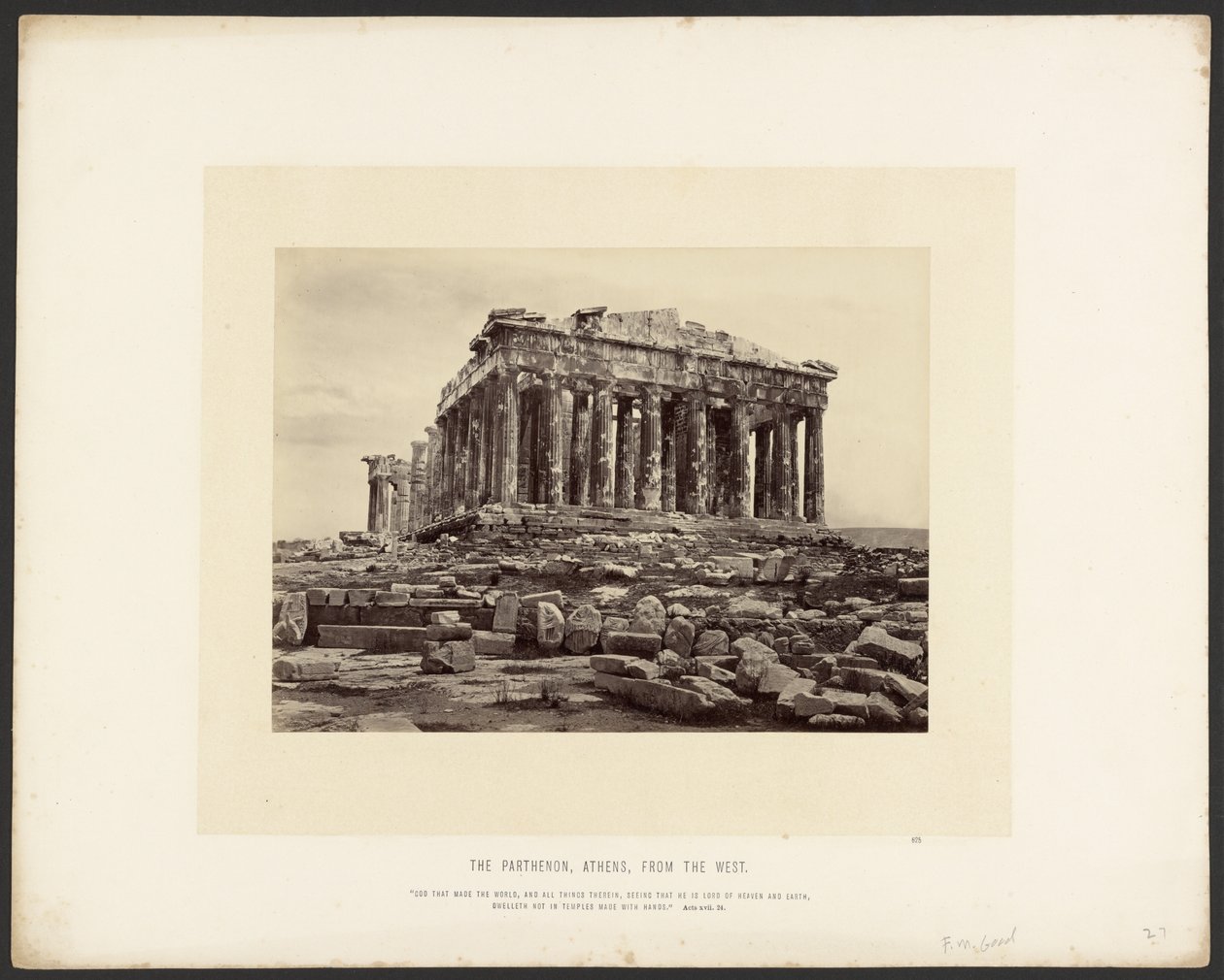A Parthenon, Athén, nyugatról alkotó: Frank Mason Good