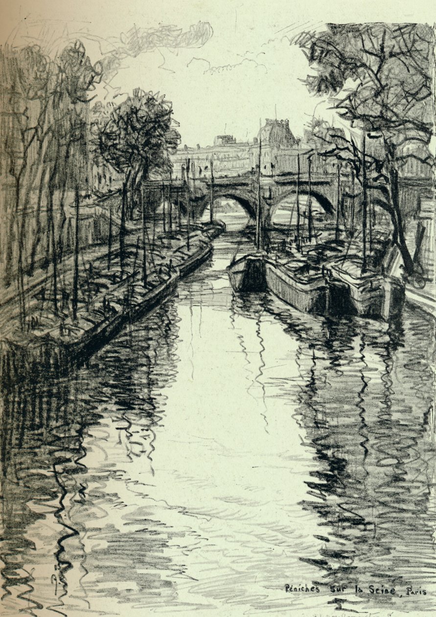 Bárkák a Szajnán, 1915 alkotó: Frank Milton Armington