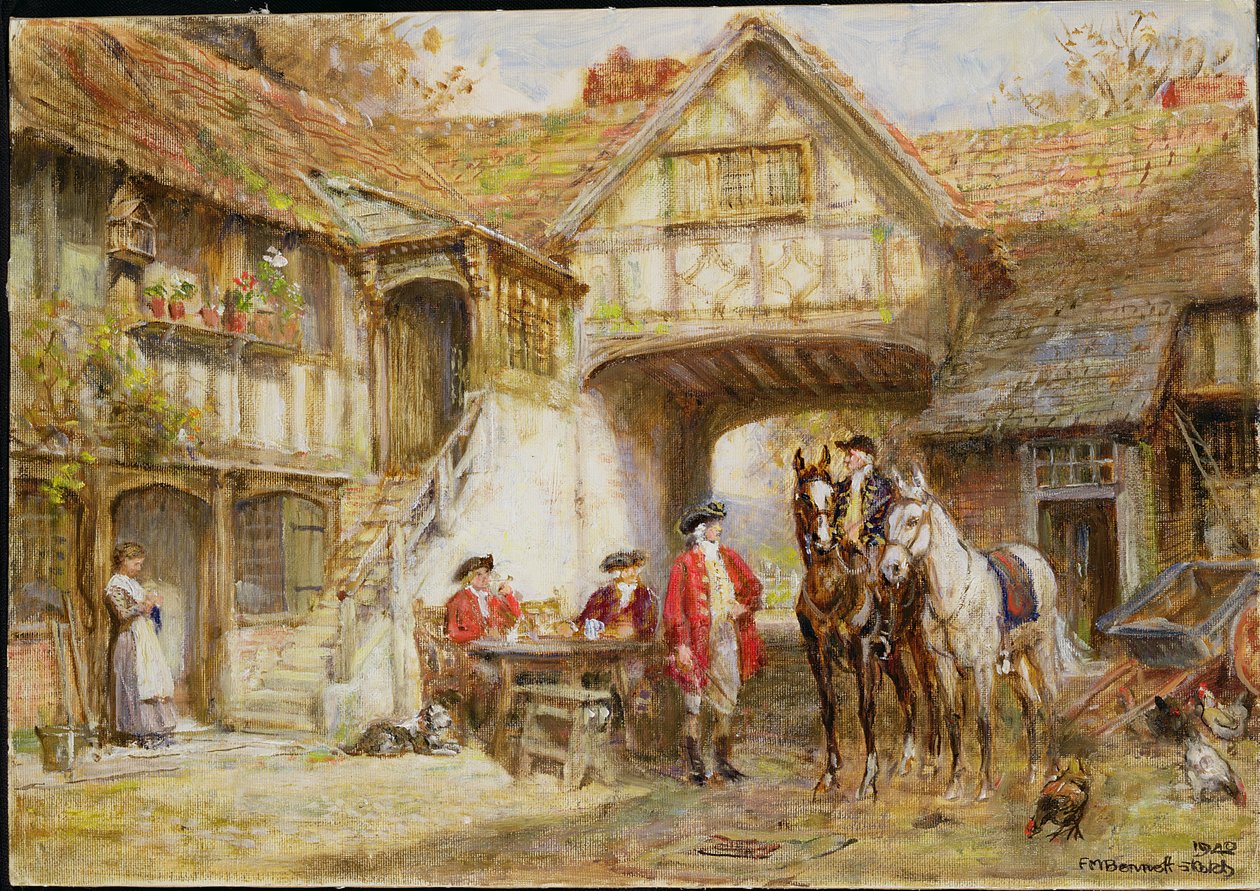 Wayside Inn (olajvázlat) alkotó: Frank Moss Bennett