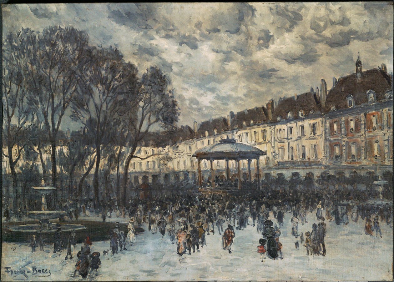 La Place des Vosges un jour de musique - Place de Vosges, Párizs, egy koncert napja ... (festmény, vászon) alkotó: Frank Myers Boggs