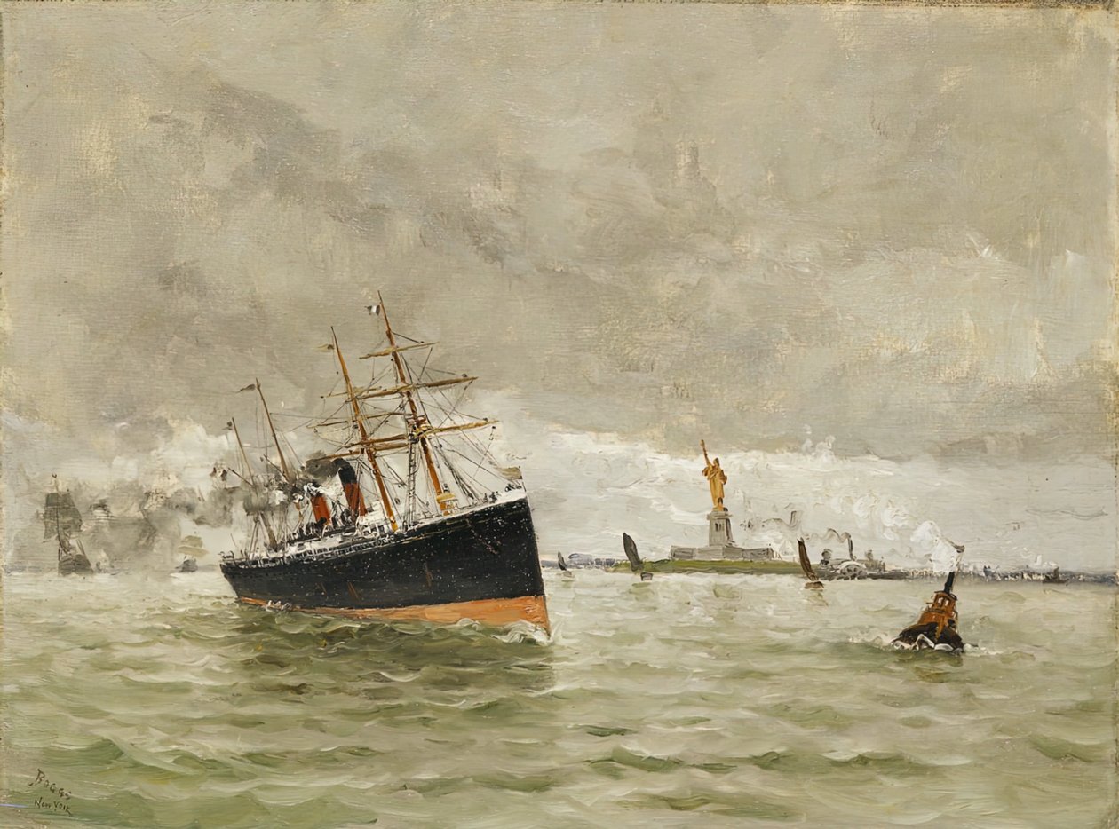 New York: Belépés a kikötőbe, 1887. alkotó: Frank Myers Boggs