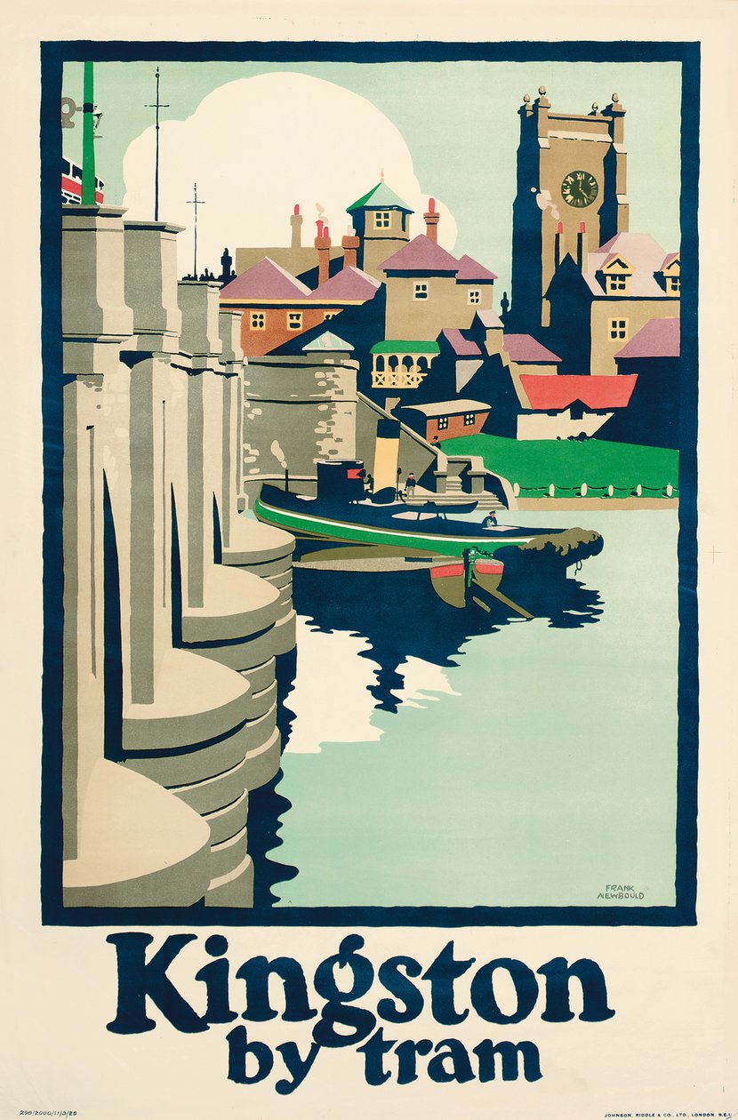 „Kingston by Tram”, egy londoni közlekedési plakát alkotó: Frank Newbould