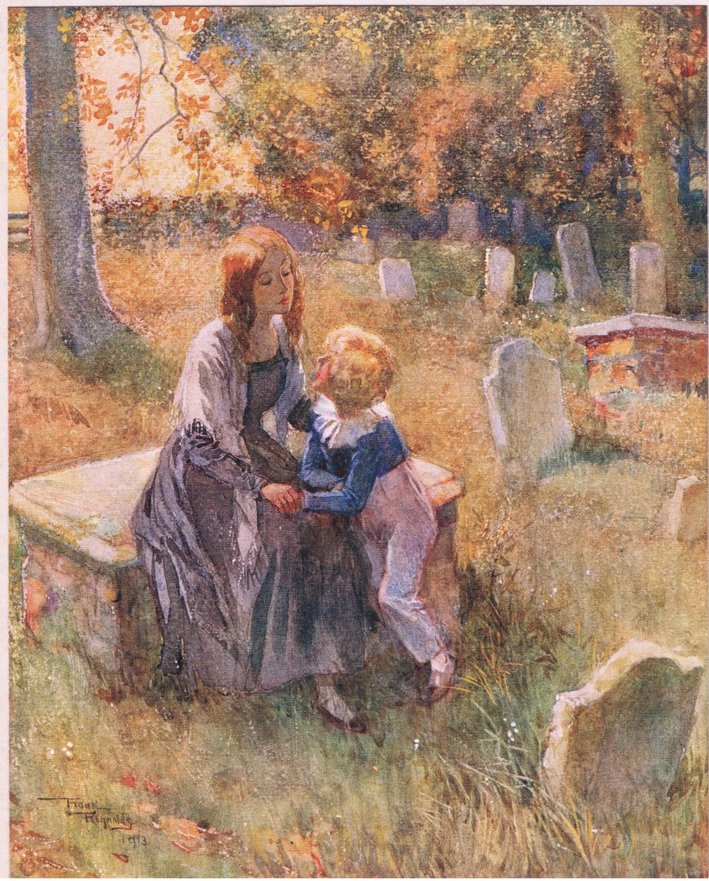 "Ne hagyj el minket, Nell, még ha fényes is az ég. Ne hagyj el minket!", 1920 körül (színes litográfia) alkotó: Frank Reynolds