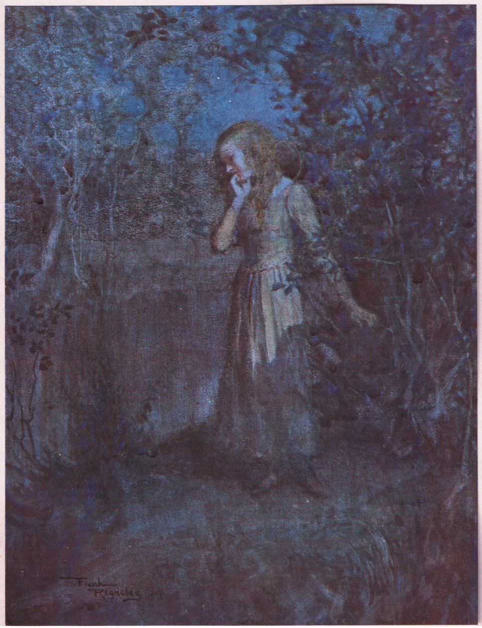 A fény sötétséggé változott, az este pedig éjszakává mélyült, 1920 körül (színes litográfia) alkotó: Frank Reynolds