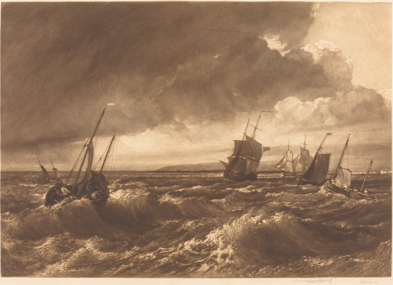A Temze szája – Sheppey-sziget a távolban alkotó: Frank Short, after Joseph Mallord William Turner