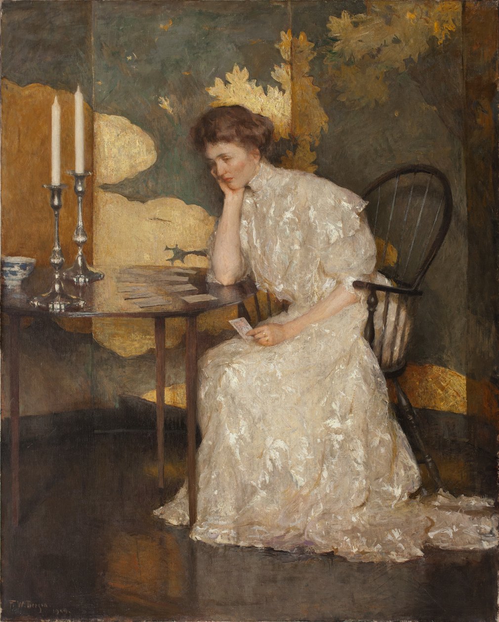 Pasziánszszal játszó lány (olaj, vászon) alkotó: Frank Weston Benson