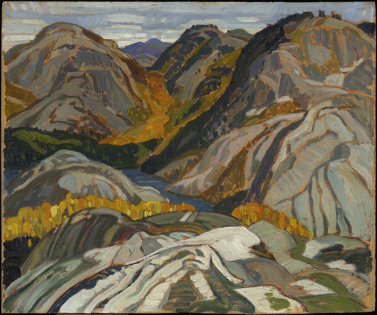 La Cloche Hills, Rocks and Stream, 1932 (olaj, laminált karton) alkotó: Franklin Carmichael