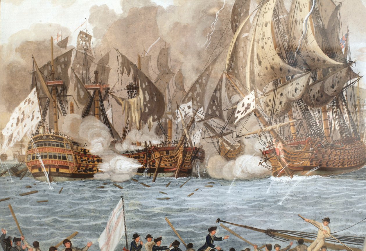 A tengeri csata 1782. április 12 -én Guadeloupe közelében zajlott (azaz a Saintes -i csata) alkotó: François Aimé Louis Dumoulin