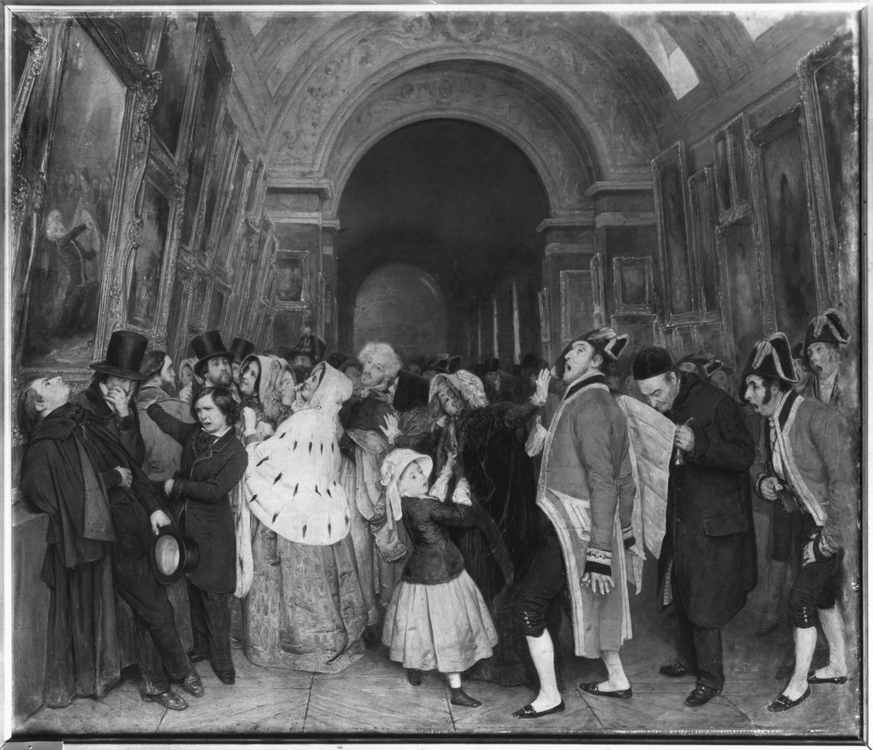 Négy óra, más néven a részben a Louvre-i Nagy Galériába telepített éves festészeti szalon zárása, 1847 körül alkotó: François Auguste Biard