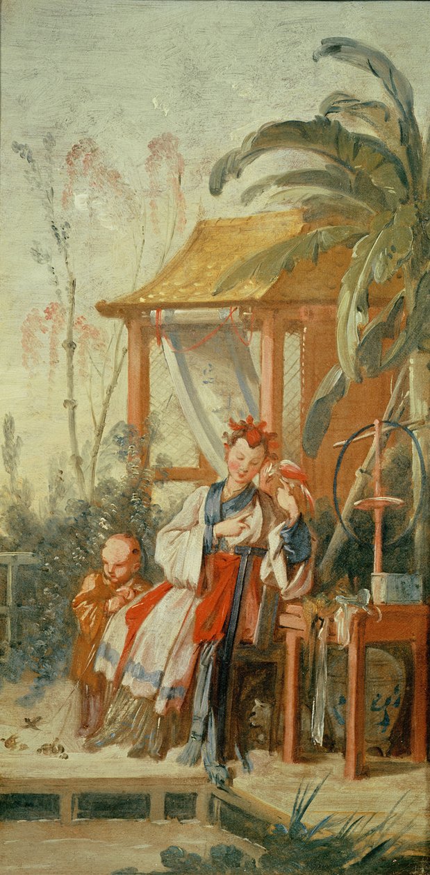 Egy kínai kert, tanulmány gobelin rajzfilmhez, 1742 körül alkotó: François Boucher
