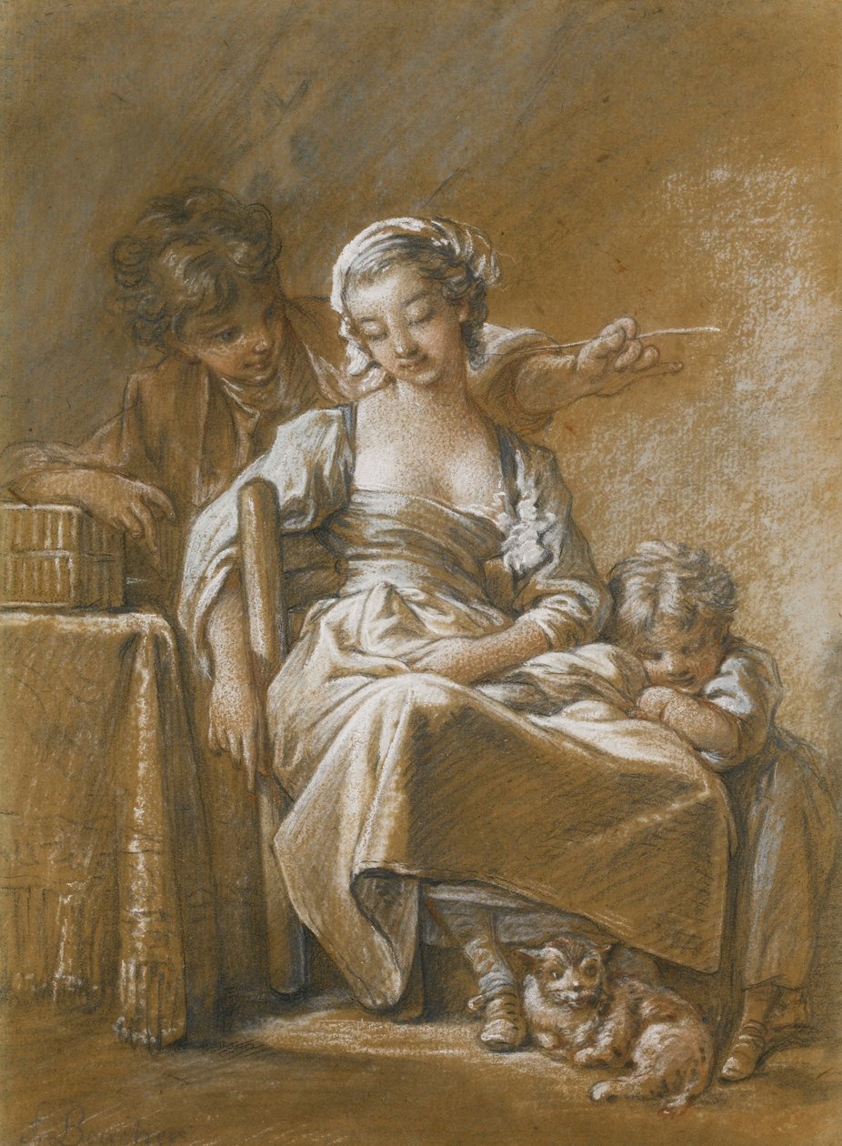 Fiatal nő alszik egy székben alkotó: François Boucher