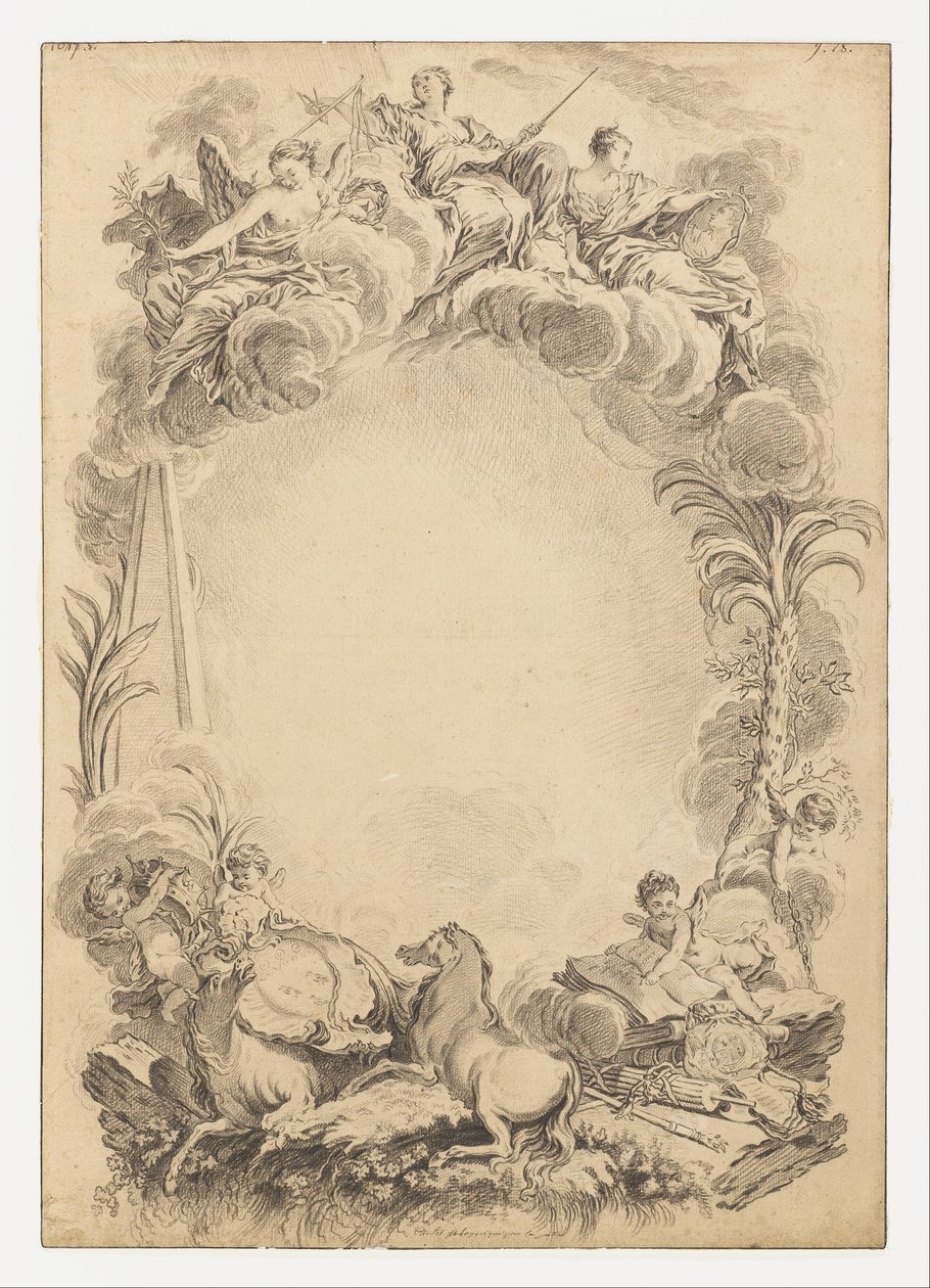 Tervezés egy escutcheon tiszteletére William Earl Cowper alkotó: François Boucher