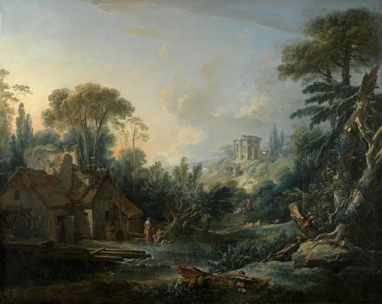 Táj vízimalommal alkotó: François Boucher