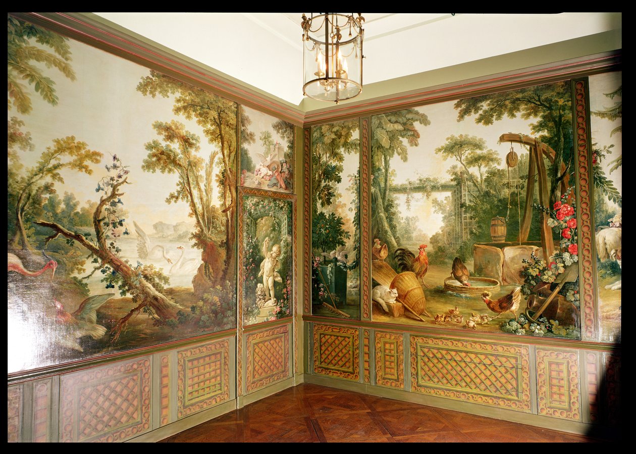 Festett falpanelek Gille Demarteau szalonjában (1722-76) alkotó: François Boucher