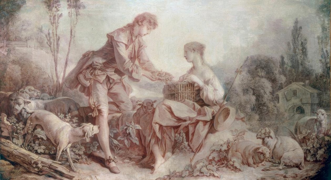 Lelkigondozás a ketrecben alkotó: François Boucher