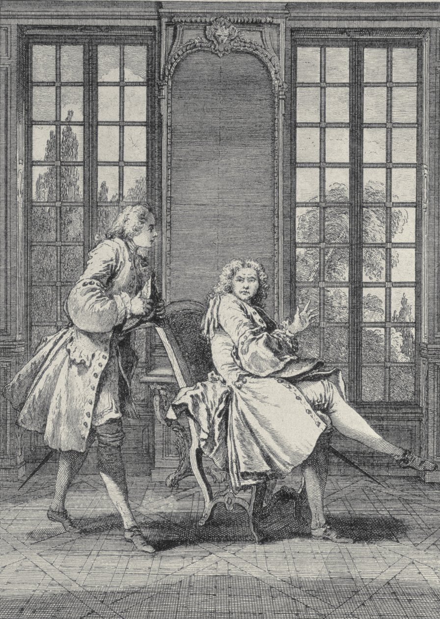Jelenet Moliere (1622-73) "Le mizantróp" című művéből, Laurent Cars metszet alkotó: François Boucher