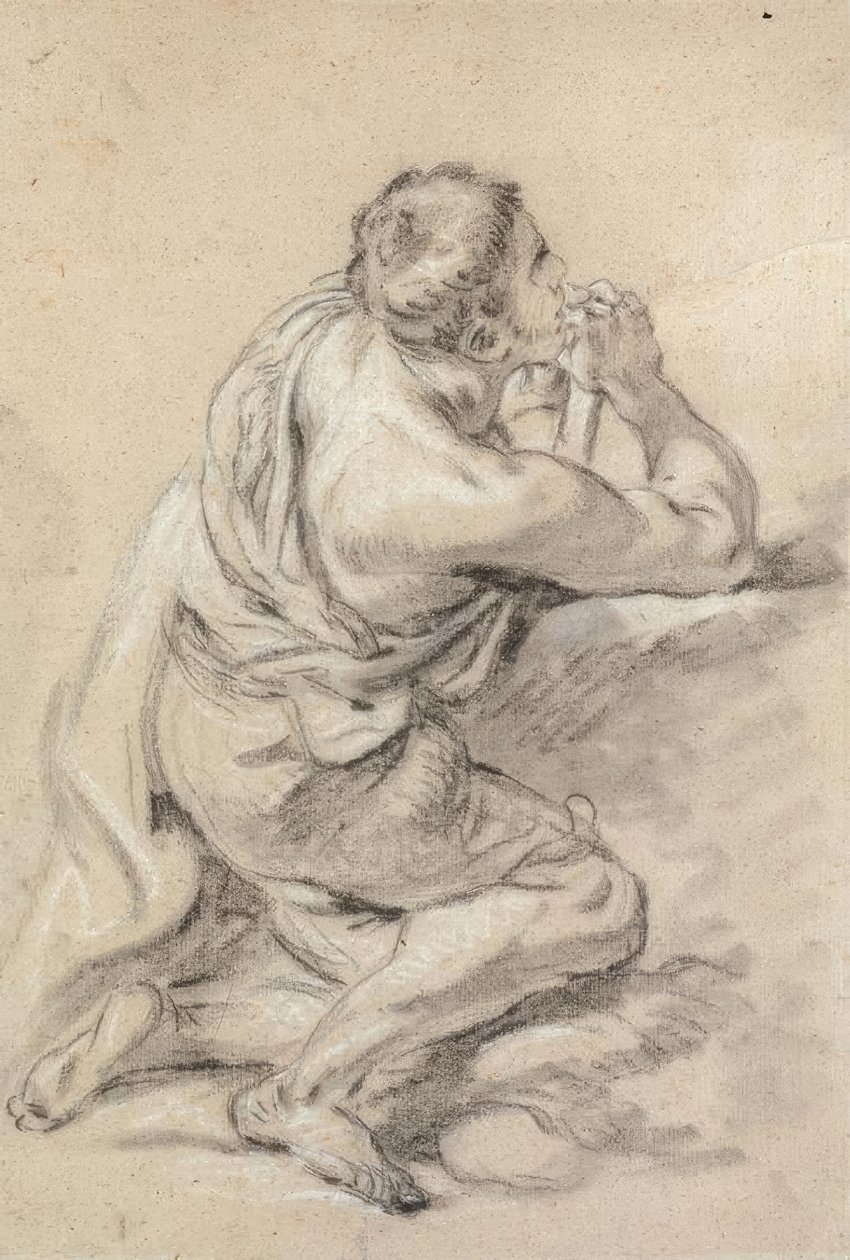 Tanulmány egy térdelő, összekulcsolt kezű férfiról alkotó: François Boucher