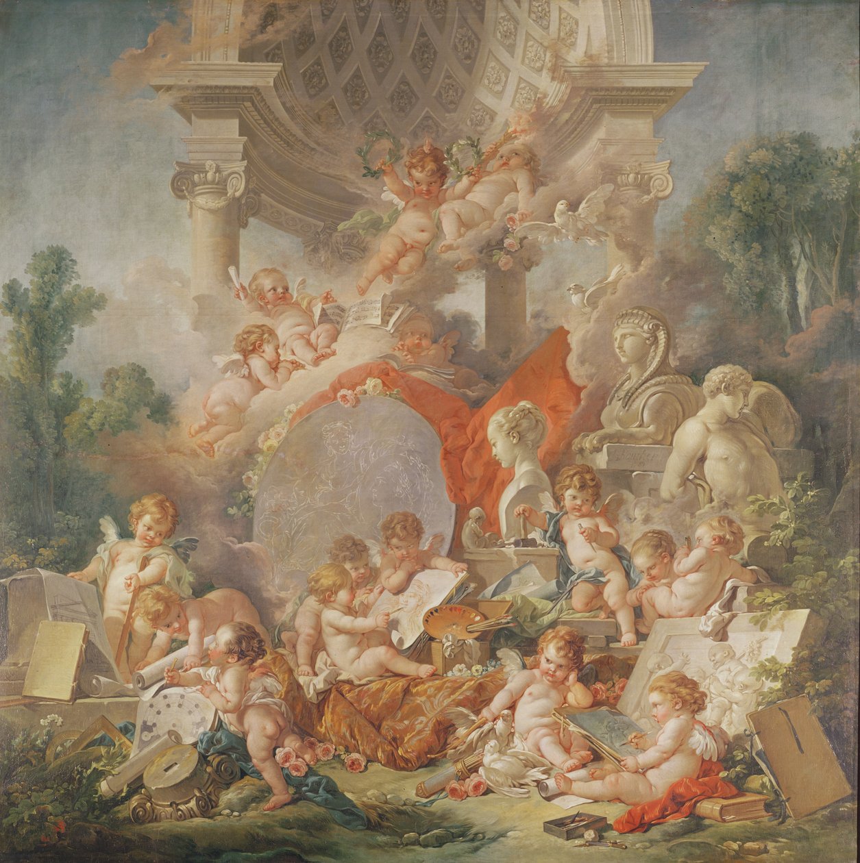 A Művészetek Találkozója vagy A művészetek géniuszai (részlet), 1761 alkotó: François Boucher