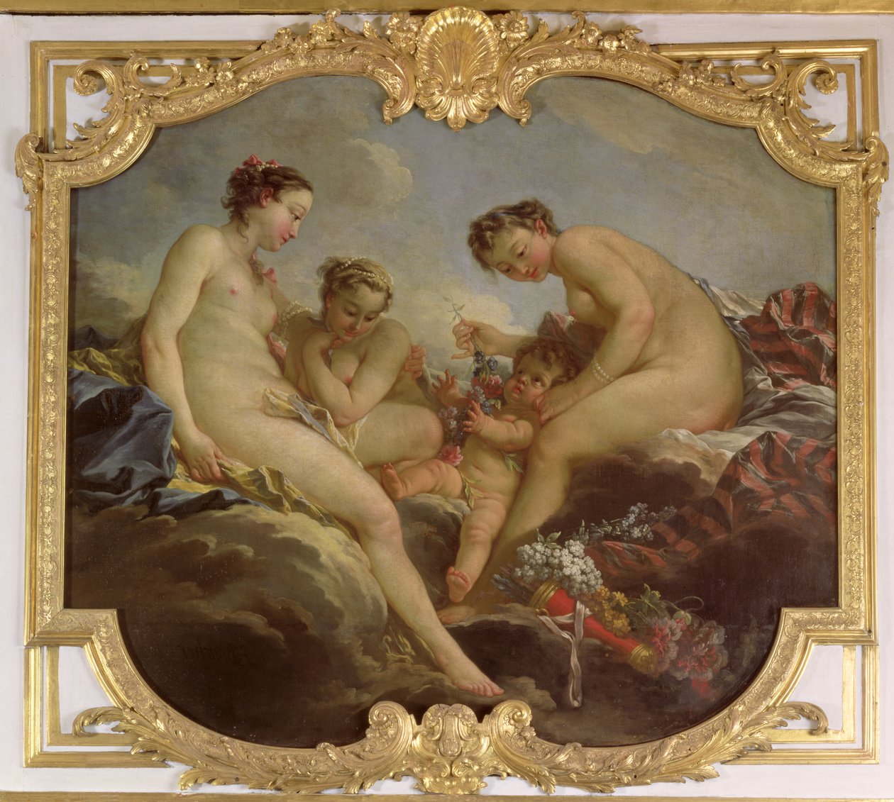 A három grácia, dekoratív panel a Rohan hercegnő hálószobájából, 1735-40 alkotó: François Boucher