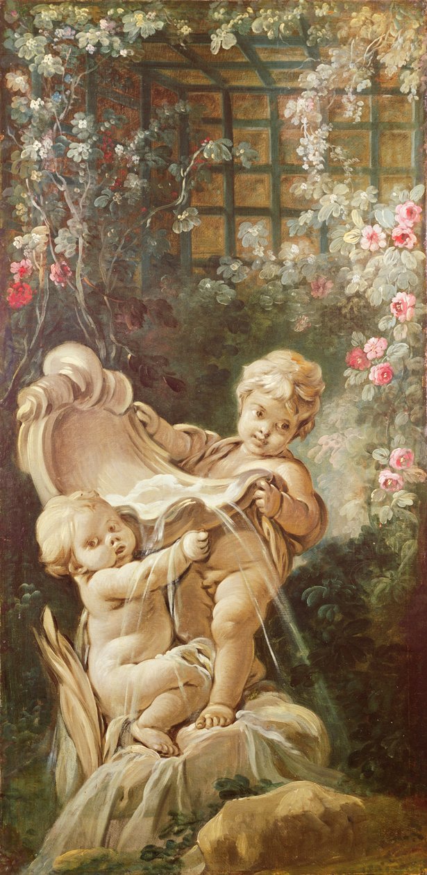 Két szerelmespár egy szökőkút mellett, 1750-65 körül alkotó: François Boucher