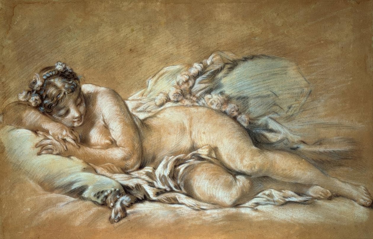 Egy fiatal nő alszik alkotó: François Boucher