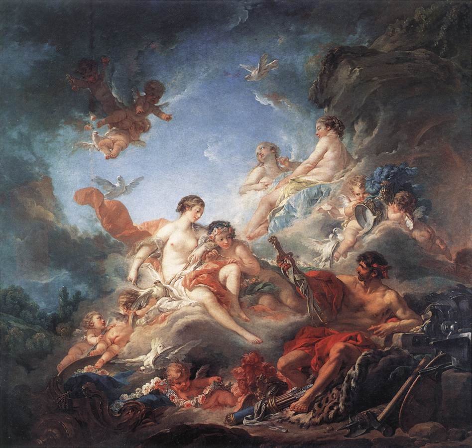 Vulkán: Vénusz fegyverrel bemutatva Aeneas számára alkotó: François Boucher