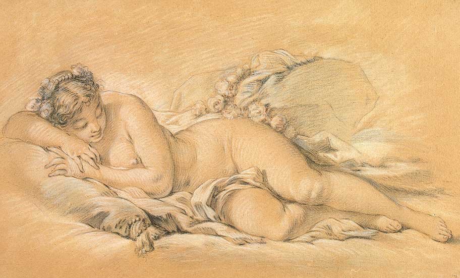 Fiatal nő alszik alkotó: François Boucher