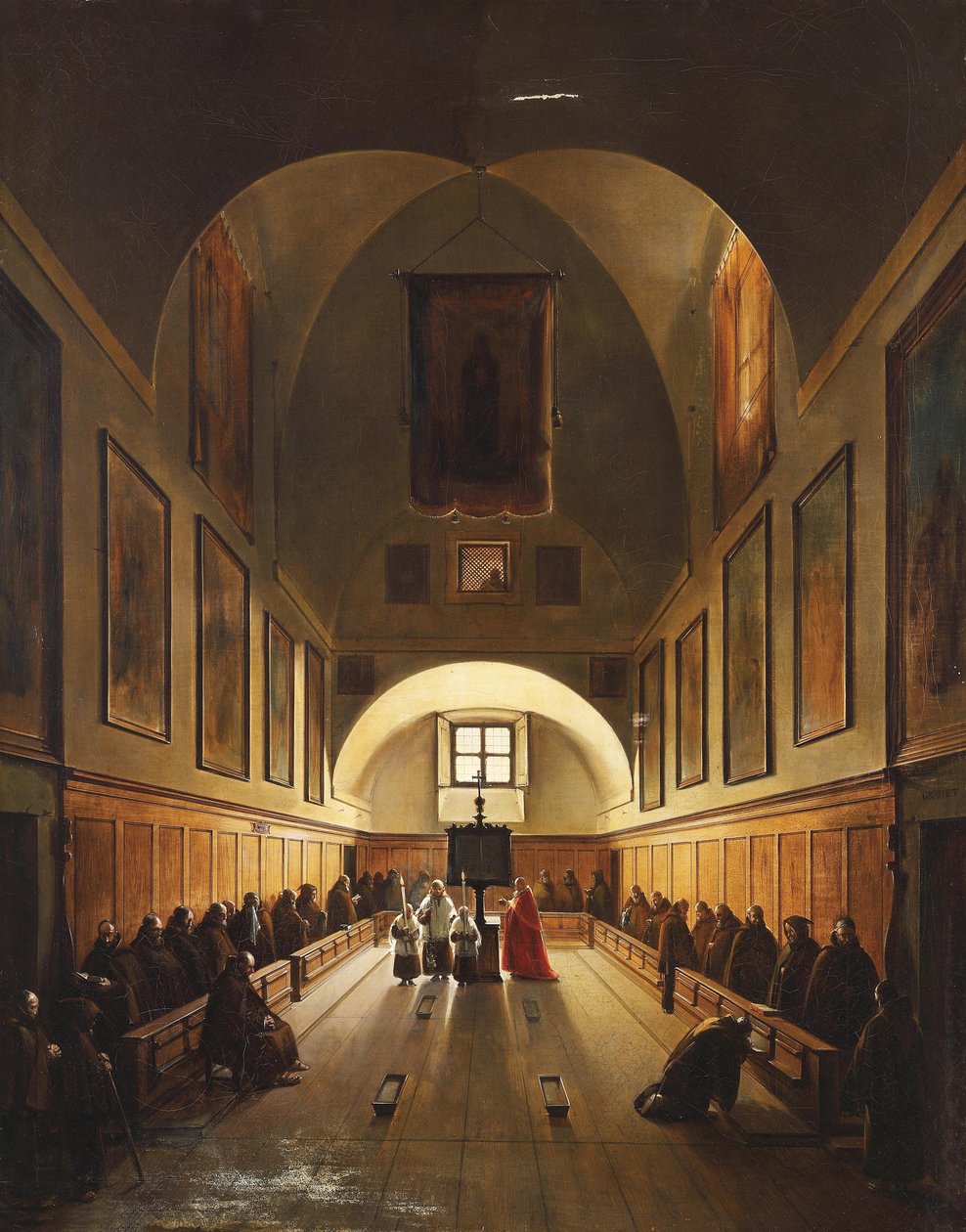 A római Santa Maria Immacolata a via Veneto kapucinus templom kórusa, aláírt a portálon alkotó: Francois Marius Granet