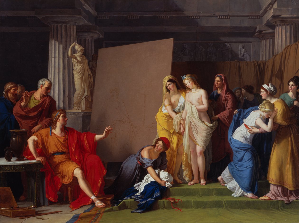 Zeuxis modelljeit választja Helen képére a Croton lányai közül alkotó: François André Vincent