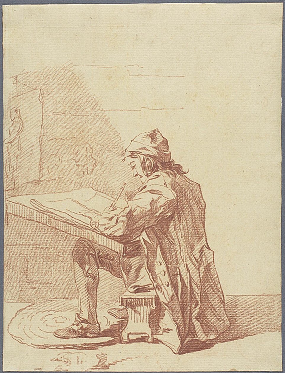 Egy művész rajzol a műtermében alkotó: François André Vincent