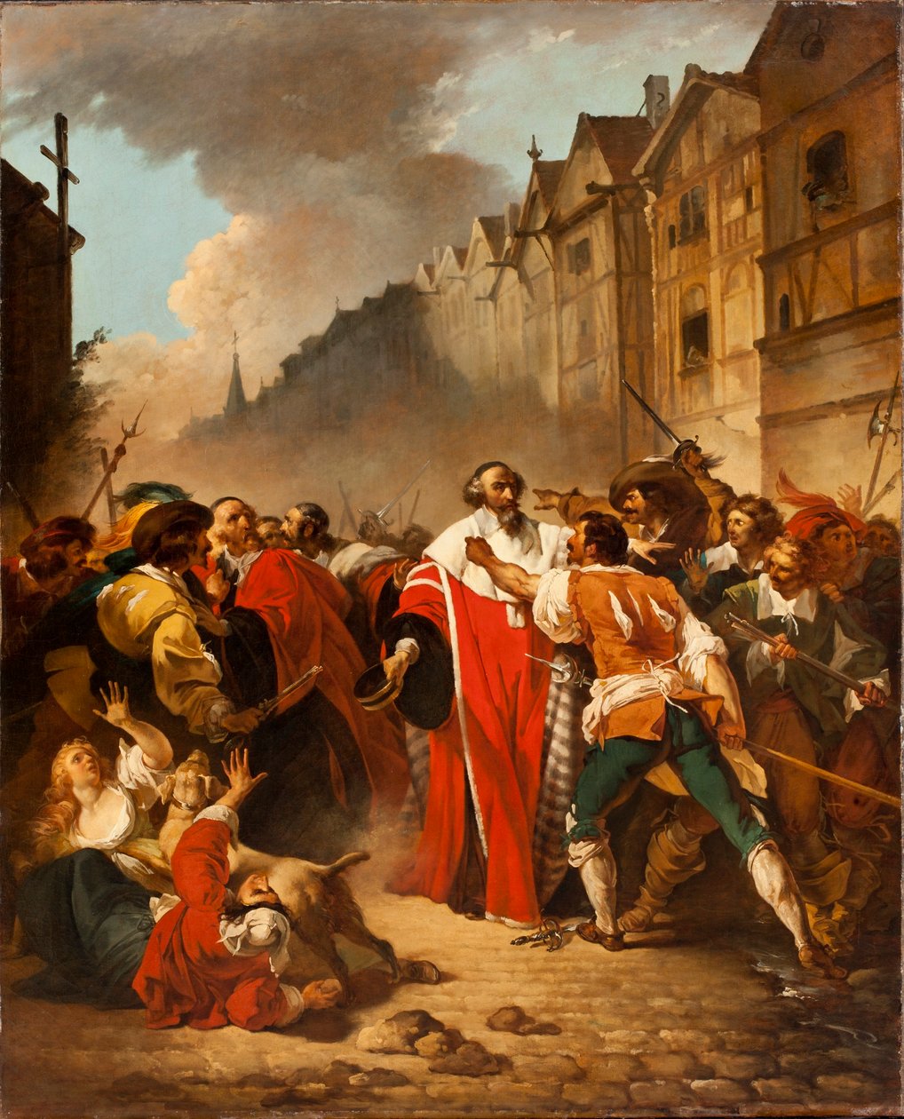 Francia: Le Président Molé, saisi par les factieux, au temps des guerres de la Fronde Elnök Molé, saisi par les factieux, au temps des guerres de la Fronde Elnök Molé Manhandled by insurgents alkotó: François André Vincent