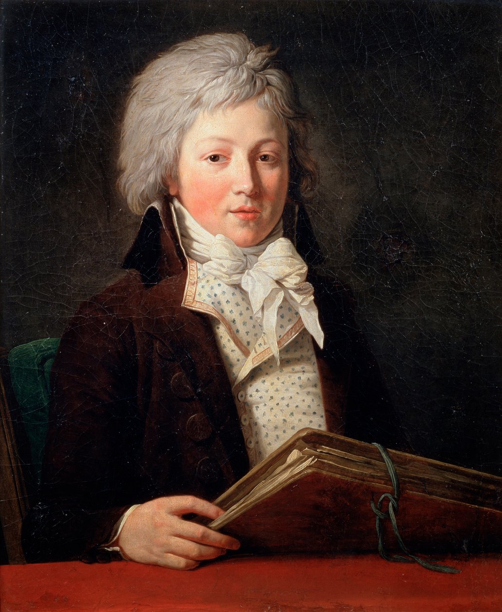Rajzos mappát tartó fiatal férfi portréja, 1791. alkotó: François André Vincent