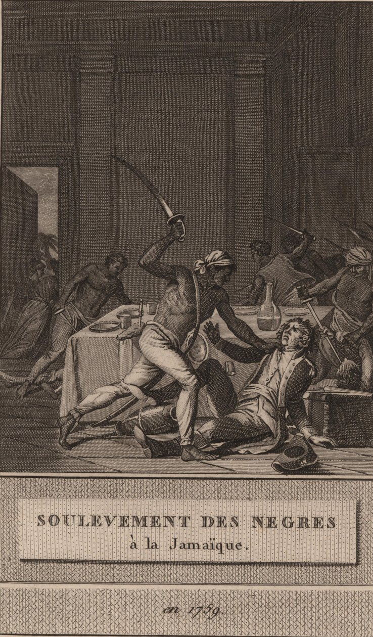 A fekete rabszolgák felkelése Jamaicában 1760-ban, 1800-ban. alkotó: François Anne David