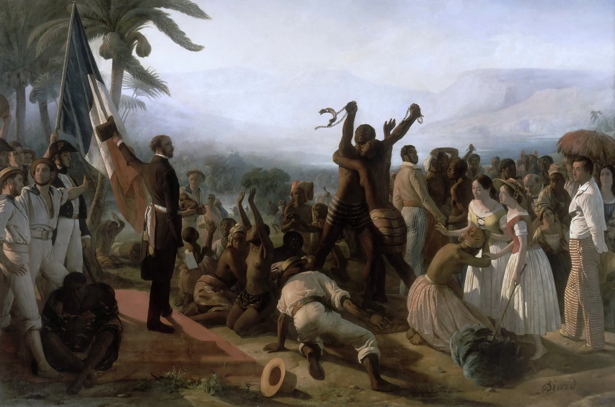 Kiáltvány a rabszolgaság felszámolásáról a francia gyarmatokon, 1848. április 27. alkotó: François Auguste Biard