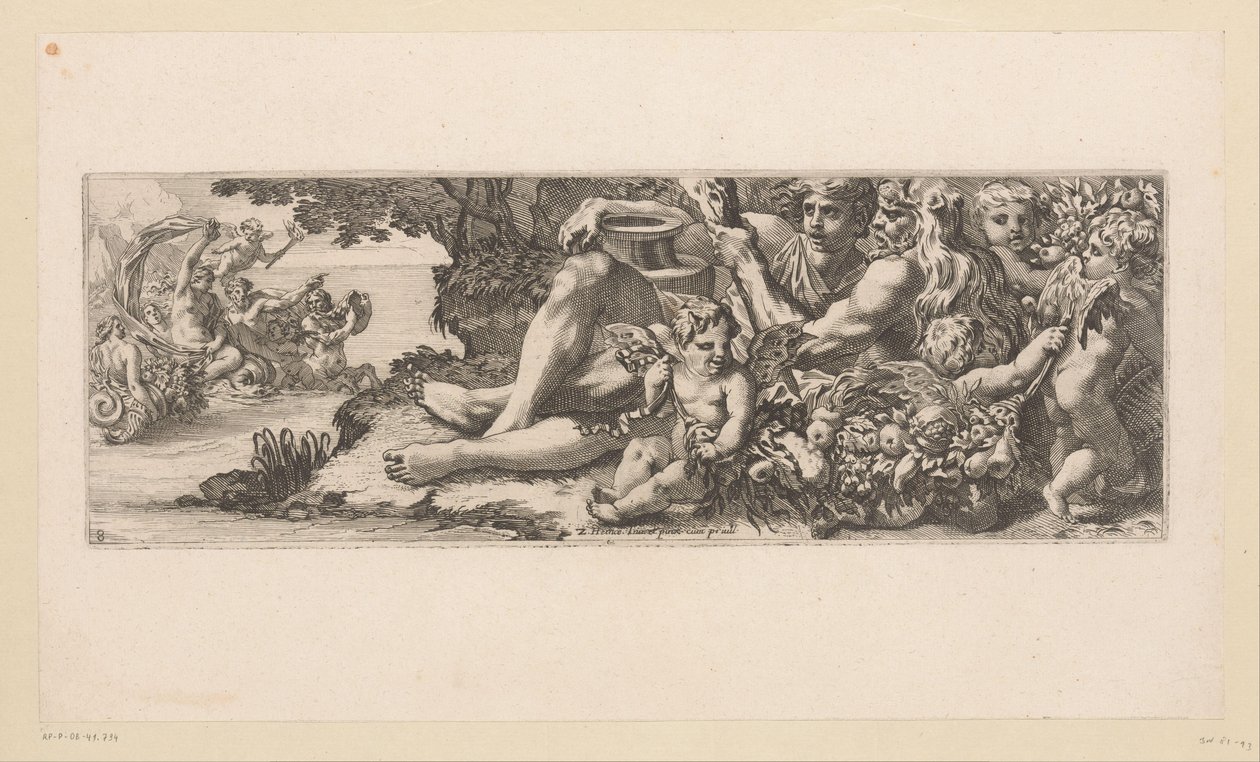 Galatea diadala Herkulesszal és allegorikus alakokkal a parton Mitológiai alakok a víz mellett (sorozat címe) alkotó: François Bignon (attributed to)