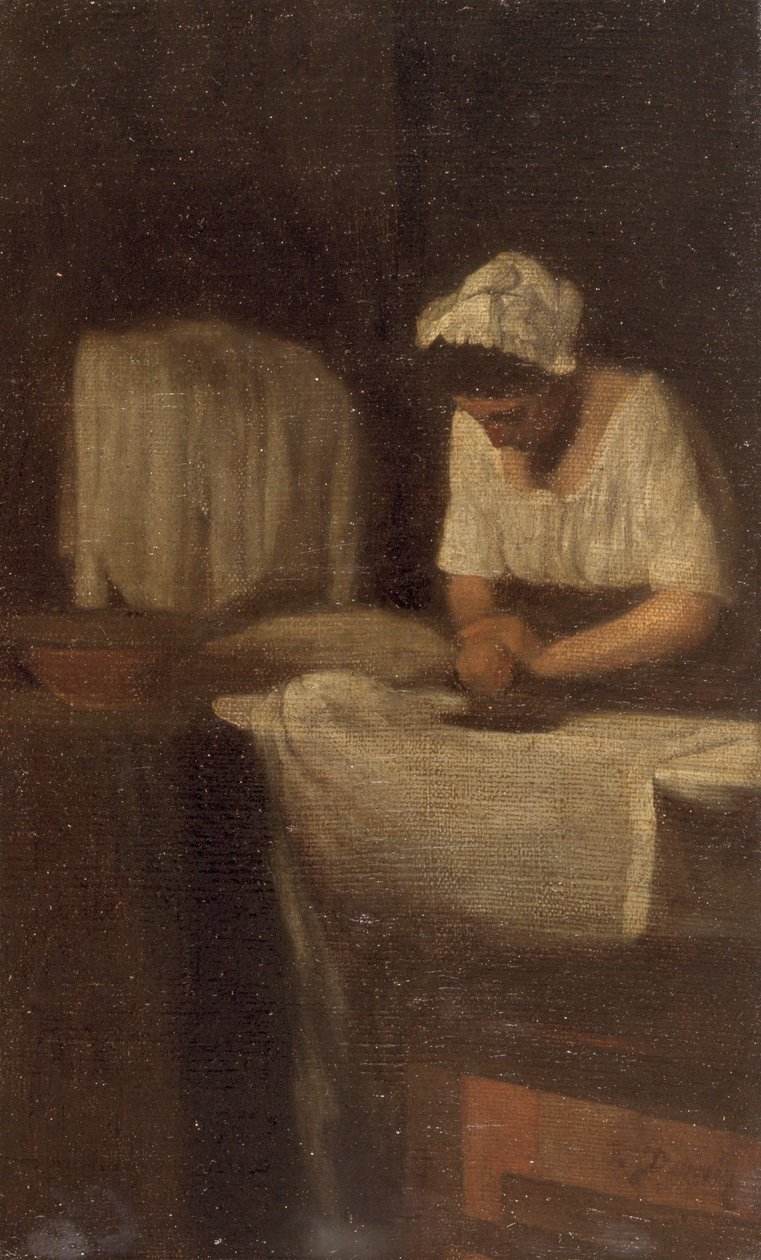 "Egy nő vasal", A mosónő, c1850 alkotó: François Bonvin