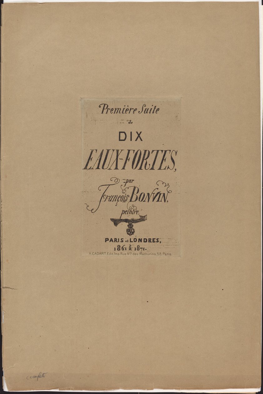 Első szvit tíz rézkarcból alkotó: François Bonvin