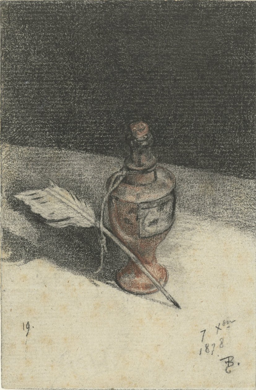 Tintatartó csendélet tollal alkotó: François Bonvin