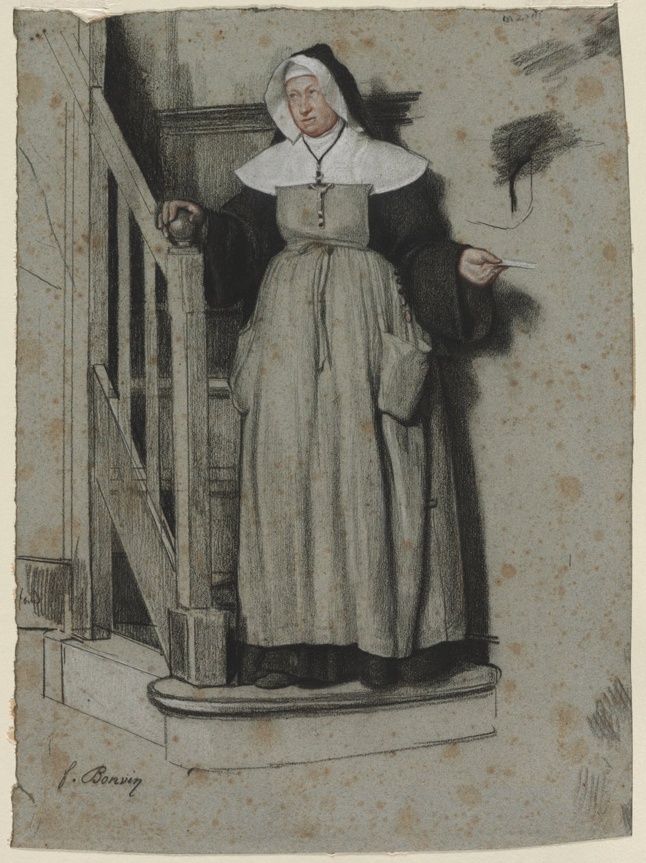 A felvételi levél, Egy kolostor belseje, c. 1867. alkotó: François Bonvin