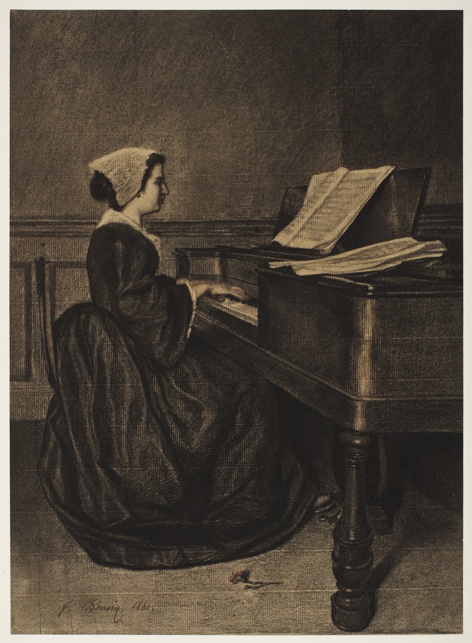 Nő a Spinetnél, 1860. alkotó: François Bonvin