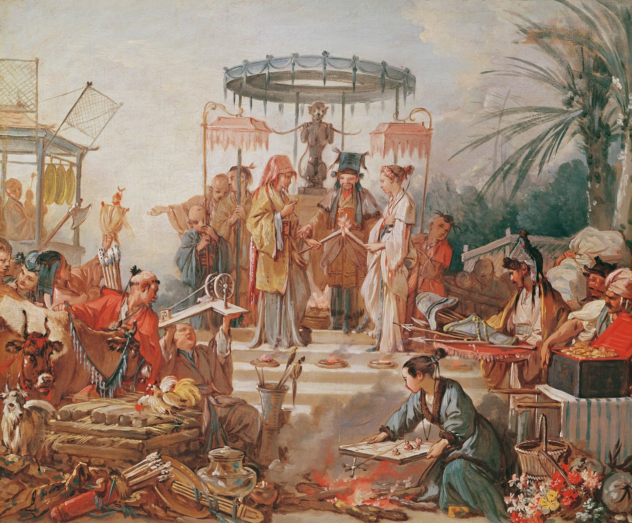 Egy kínai házasság, tanulmány gobelin rajzfilmhez, 1742 körül alkotó: François Boucher