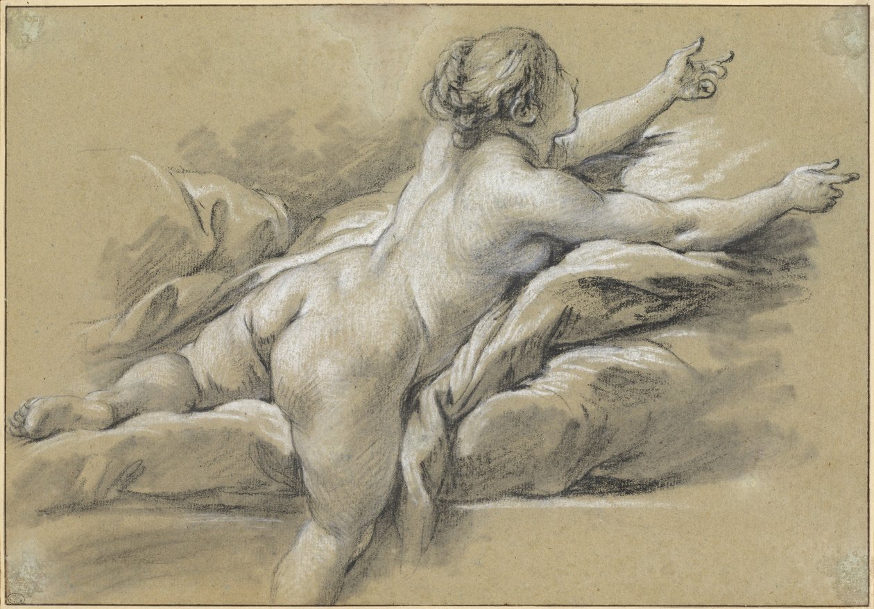 Egy meztelen nő jobbra nyúlik alkotó: François Boucher