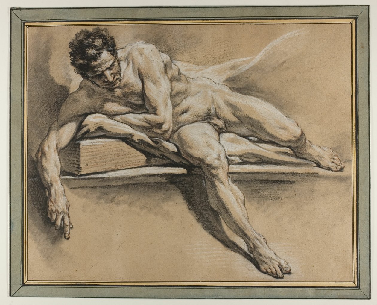 Akadémiai tanulmány egy fekvő férfi aktról alkotó: François Boucher