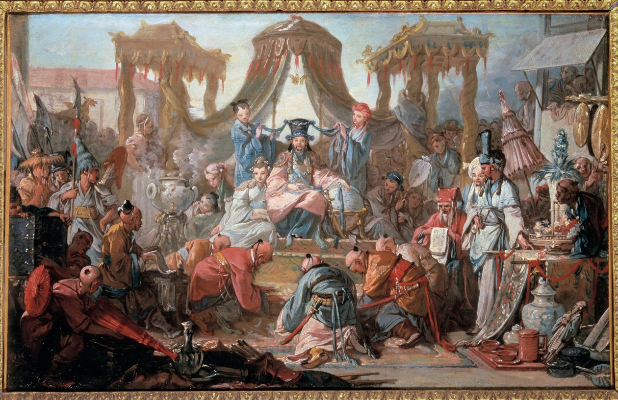 A kínai császár közönsége Az alattvalók leborulnak a császár előtt. Francois Boucher festménye alkotó: François Boucher
