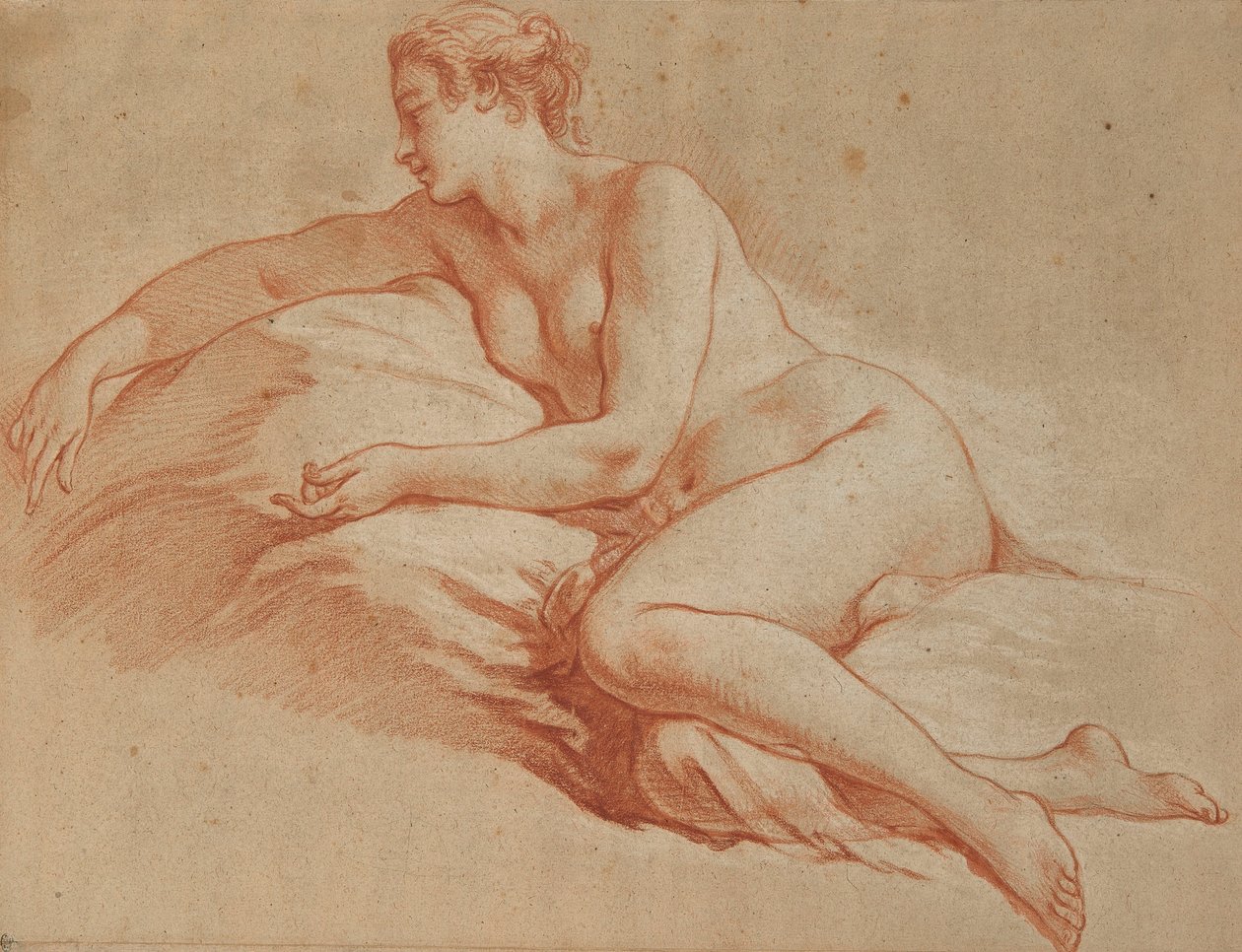 Boucher - Fekvő, meztelen nő balra néző, fekvő helyzetben alkotó: François Boucher