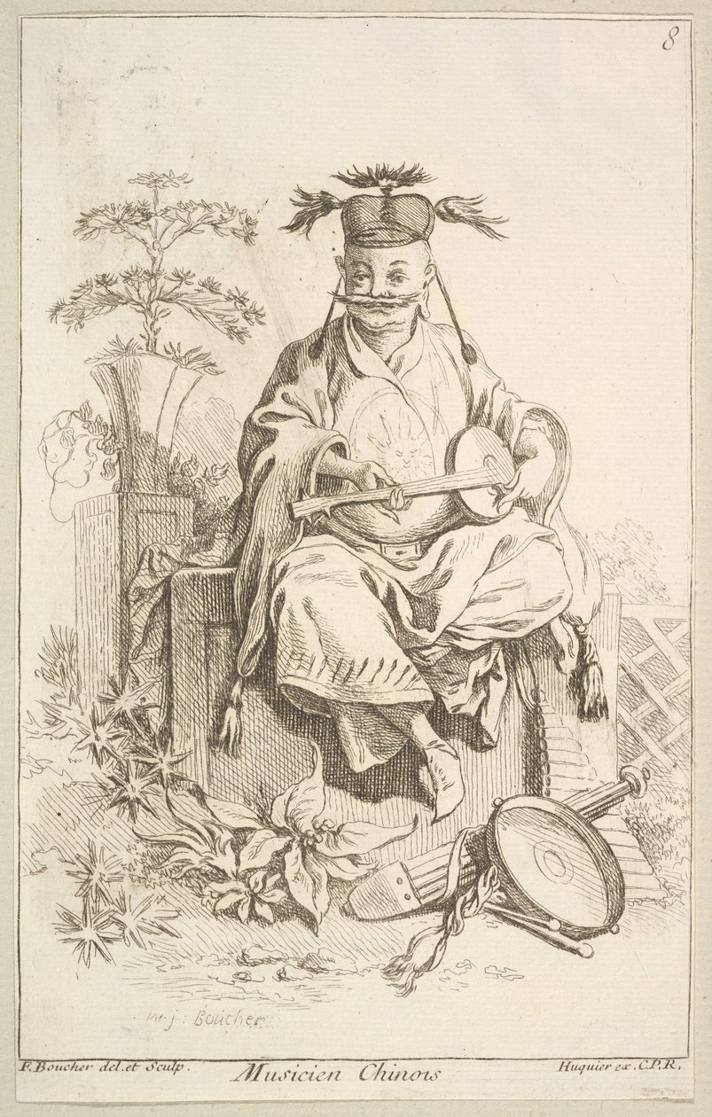 Kínai zenész, 1738-45. alkotó: François Boucher