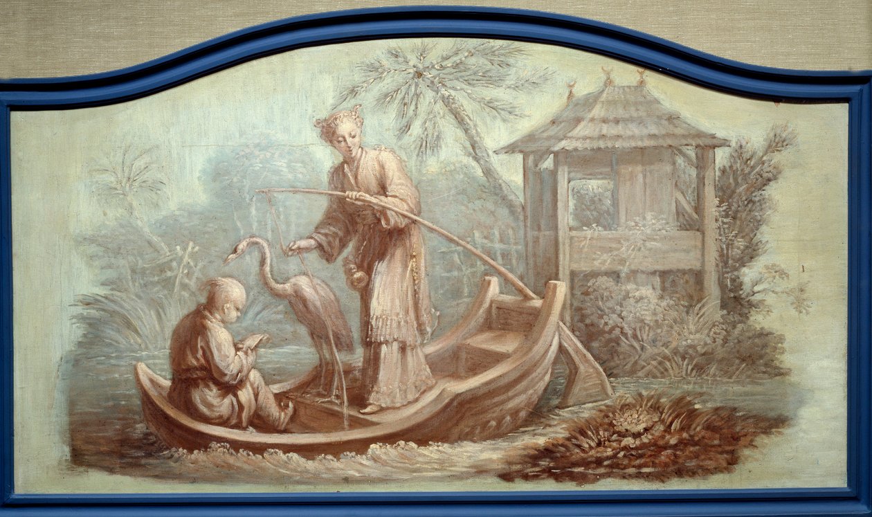 Chinoiserie: A kínai halászat jelenete. Front de porte rajzok Francois Boucher (1703-1770) által. alkotó: François Boucher