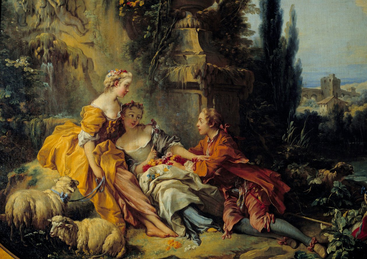 Francois Boucher (1703-1770) beszélgetés Champetre festménye XVIII. alkotó: François Boucher
